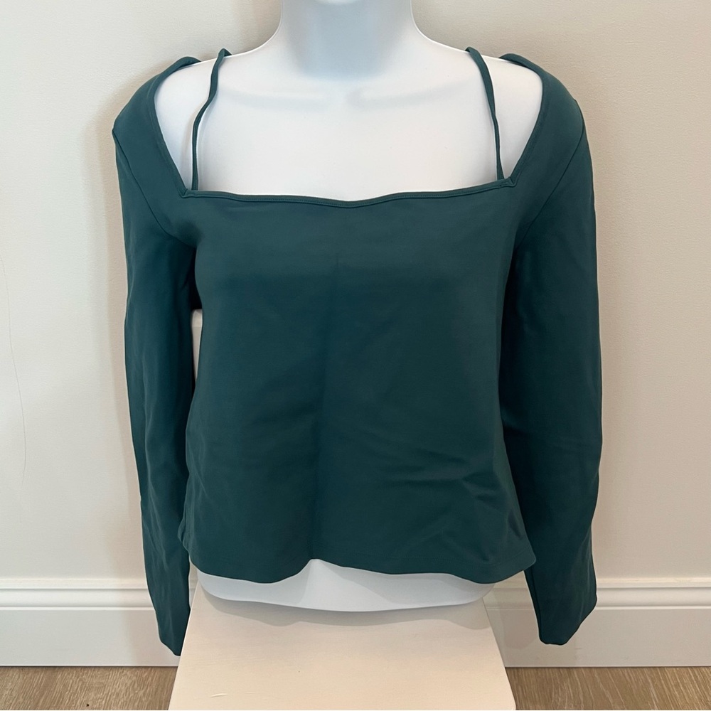 Abercrombie & Fitch XL Green Long Sleeve Top Strappy Ponte Soft AF Collextion